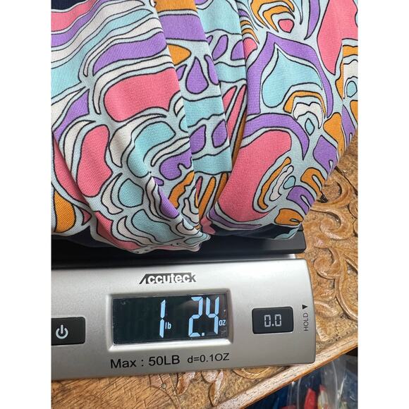 Trina Turk Halter Jumpsuit Milticolor Print Sleevless Size M Wide Leg Belted - Picture 13 of 13